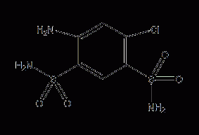 4-amino-6-chloro-1,3-benzenedisulfonamide structural formula