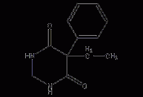 5-ethyl-5-phenyl-dihydro-4,6(1H,5H)-  Pyrimidinedione structural formula