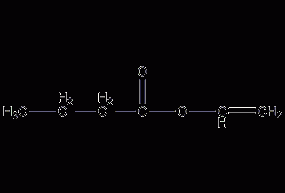 Structural formula of vinyl butyrate