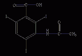 Structural formula of acetoiodobenzoic acid