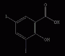 3,5-diiodosalicylic acid structural formula