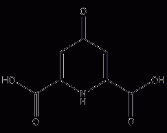 4-Hydroxypyridine-2,6-dicarboxylic acid structural formula