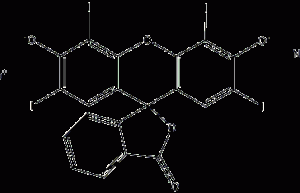 Structural formula of tetraiodofluorescein B