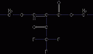 Ethyl 2-(ethoxymethylene)-4,4,4-trifluoroacetoacetate  Ester structural formula