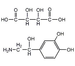 (-)-(R)-Except epinephrine hydrogenated tartrate monohydrate structural formula